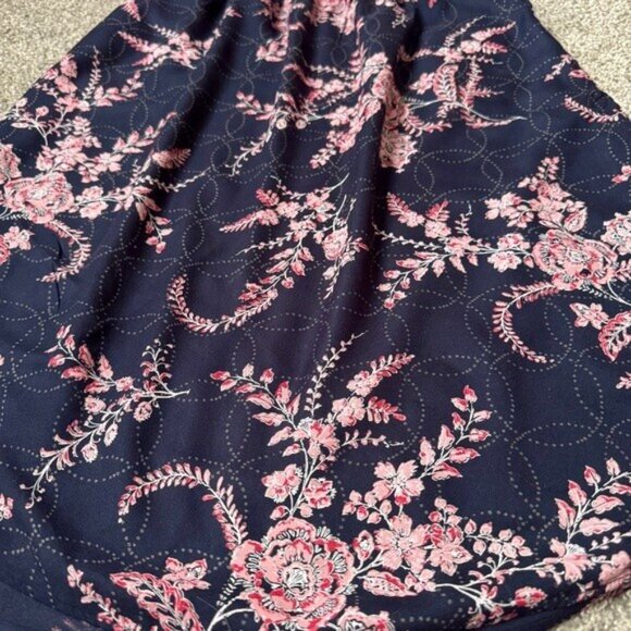 Hinge Floral Black and Pink Midi Skirt with Linings and Pockets Women's Size M - Picture 4 of 15